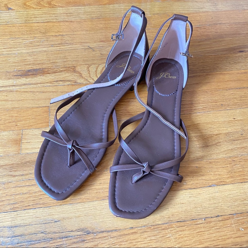 J. Crew Brown Knotted Strappy Ankle Sandals